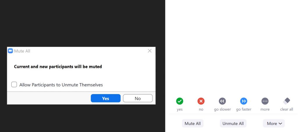 The mute all option in meeting